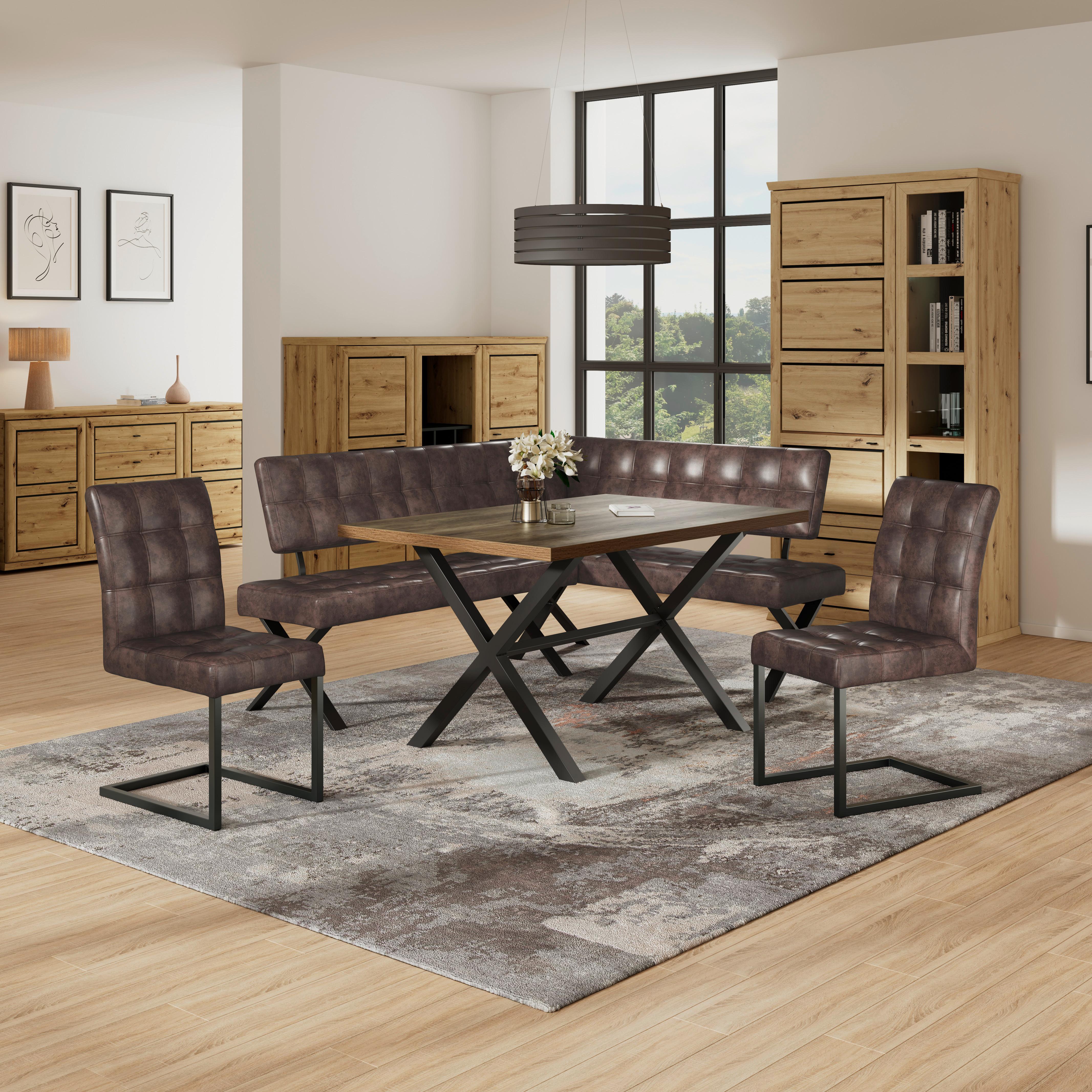 Esstisch Bonny 140x90 Cm Wildeiche Dekor/anthrazit - Eichefarben/Anthrazit, KONVENTIONELL, Holzwerkstoff/Metall (140/75/90cm)