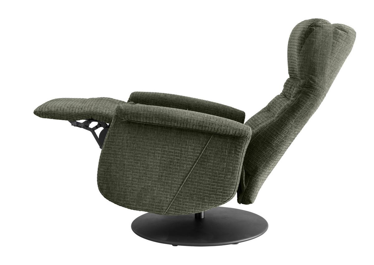 Relaxsessel Latina Olivgrün 360 Grad Drehbar, B: 72 Cm - Schwarz/Olivgrün, MODERN, Textil (72/118/85-165cm) - Livetastic