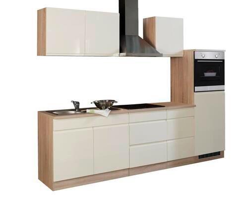 Küchenzeile Cardiff mit Geräten 270 cm Creme/Sonoma Eiche - Eichefarben/Creme, Basics, Holzwerkstoff (270cm) - Held