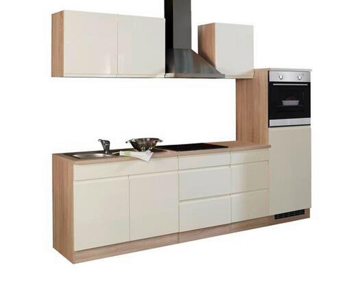 Küchenzeile Cardiff mit Geräten 270 cm Creme/Sonoma Eiche - Eichefarben/Creme, Basics, Holzwerkstoff (270cm) - Held