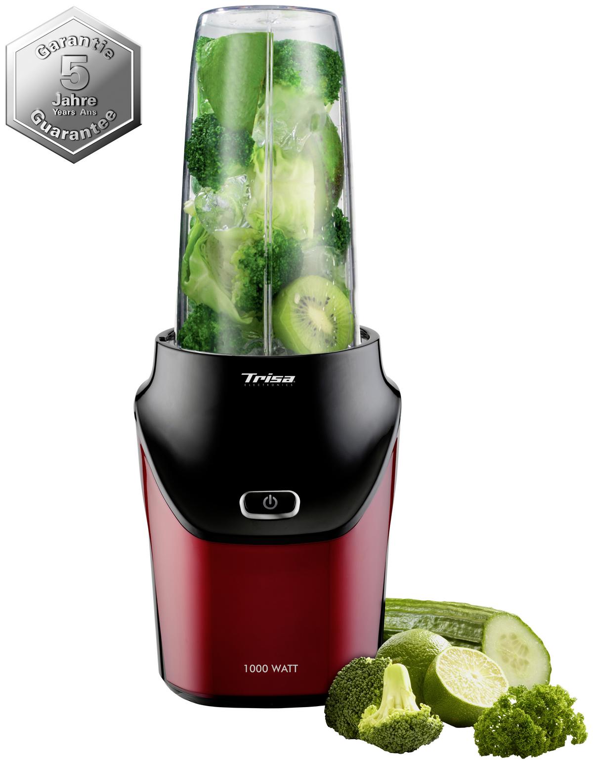 Smoothie Maker Energy Boost Rot/schwarz 1000 W, Mit Becher - Rot/Schwarz, MODERN, Kunststoff (16/18/20,5cm) - Trisa Electronics