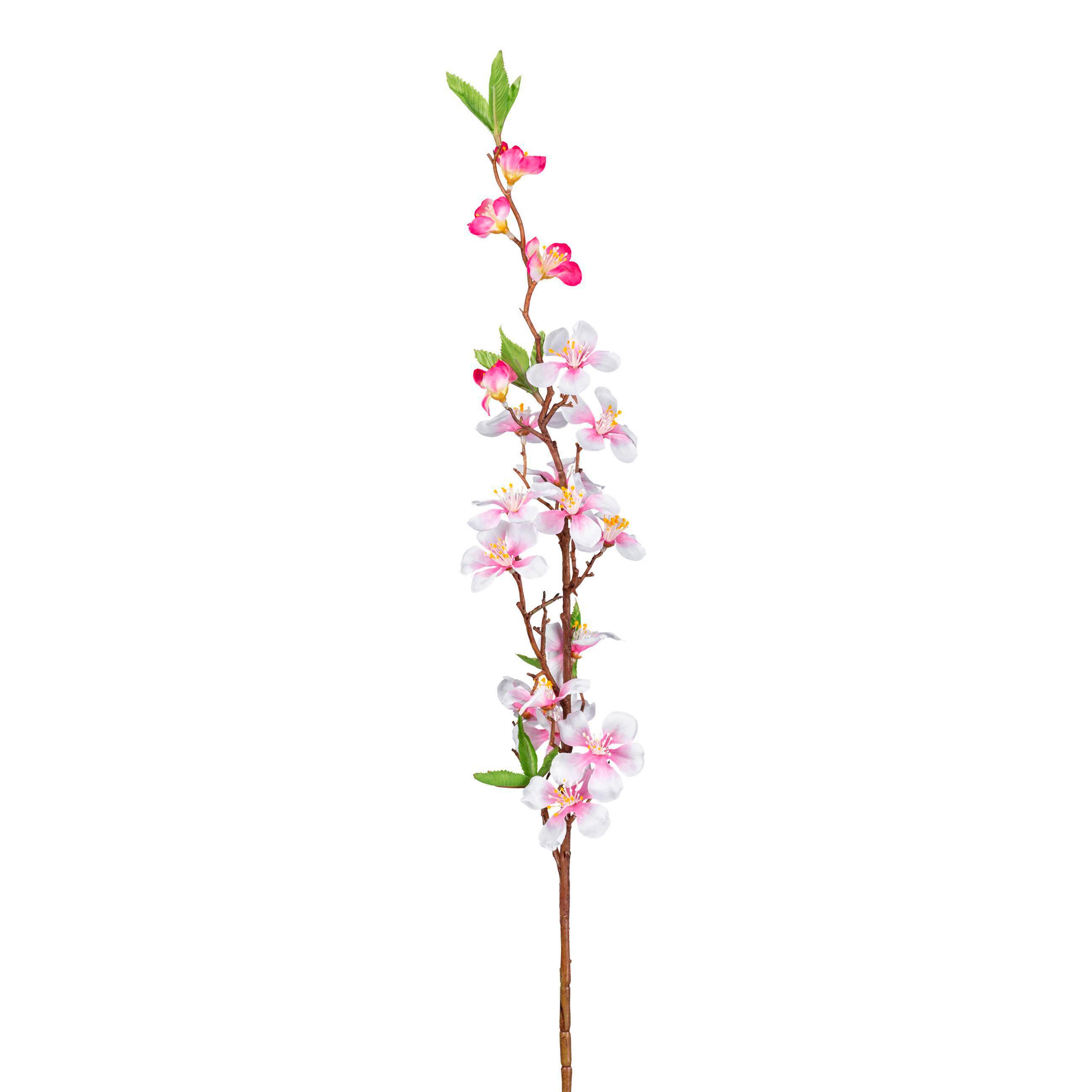 Kunstpflanze Apfelblütenzweig - Pink/Braun, Basics, Kunststoff (82cm)