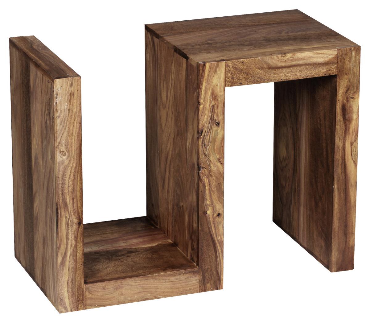 Beistelltisch Holz S-förmig Mumbai, Sheeshamholz - Sheeshamfarben, Design, Holz (44,5/30/60cm) - MID.YOU