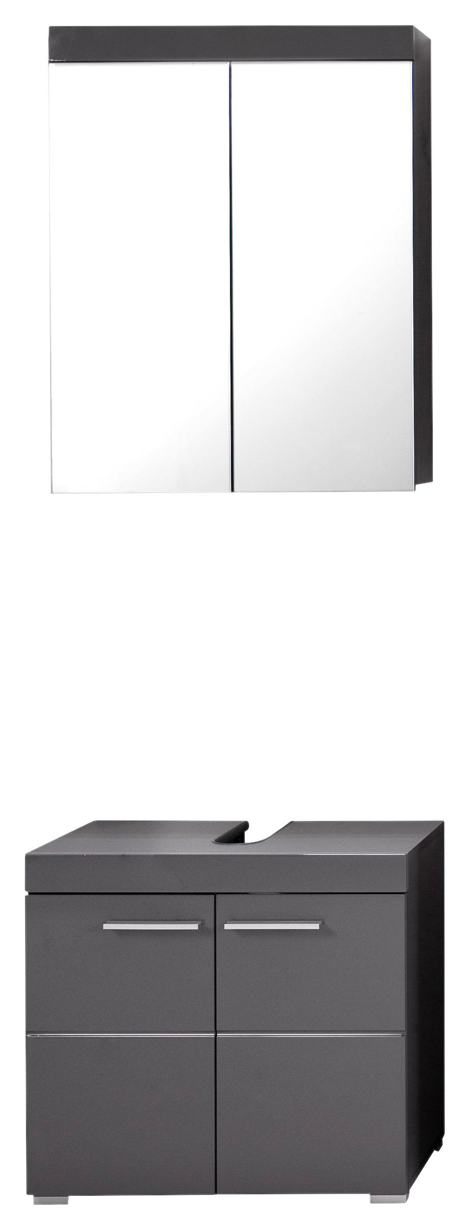 Badmöbel-Set 2-Teilig Amanda B: 60 cm Grau - Grau, MODERN, Holzwerkstoff (60cm) - MID.YOU