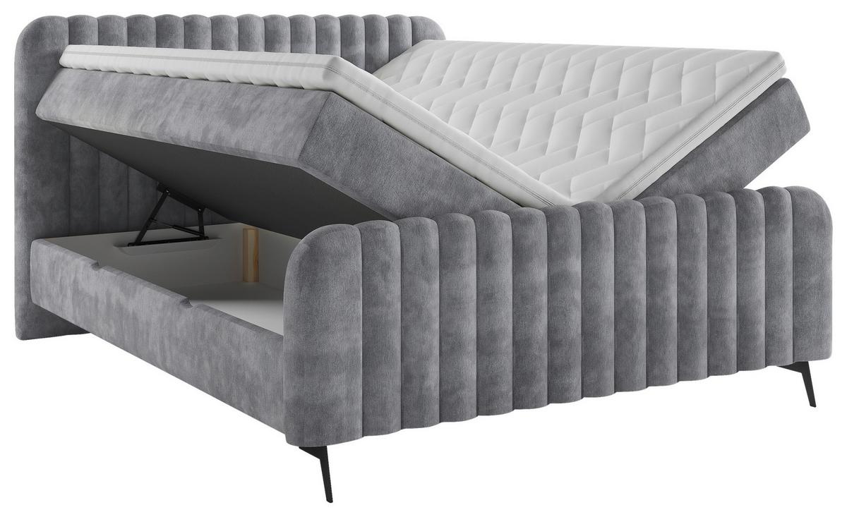 Boxbett Liam Grau 200x200 Cm - Schwarz/Grau, MODERN, Holz/Holzwerkstoff (200/200cm) - MID.YOU