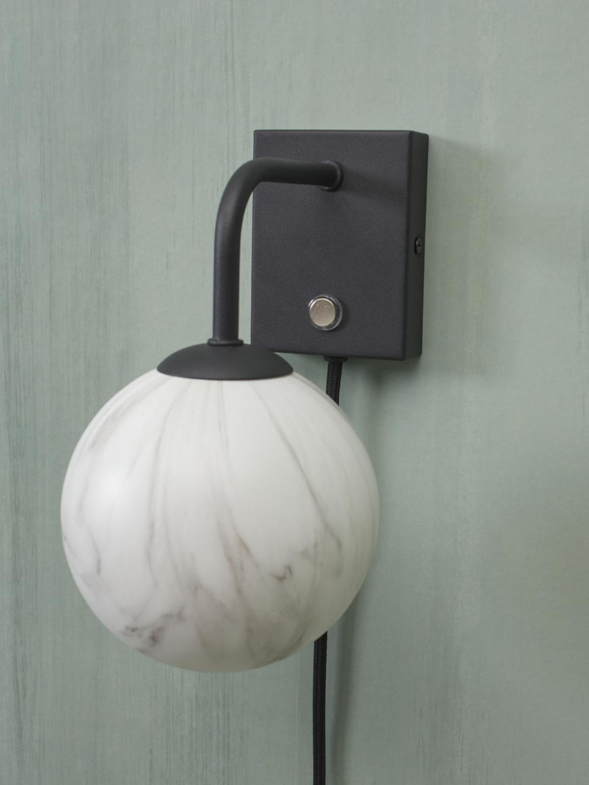 Wandleuchte Carrera 1-Flammig mit Schalter - Schwarz/Weiß, Basics, Glas/Metall (12cm) - It's about Romi