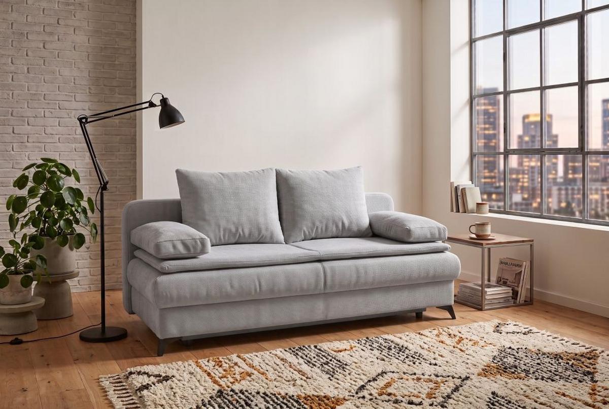 Rozkladacia pohovka KEN, sivá - čierna/sivá, Konventionell, kompozitné drevo/textil (209/105cm) - Based
