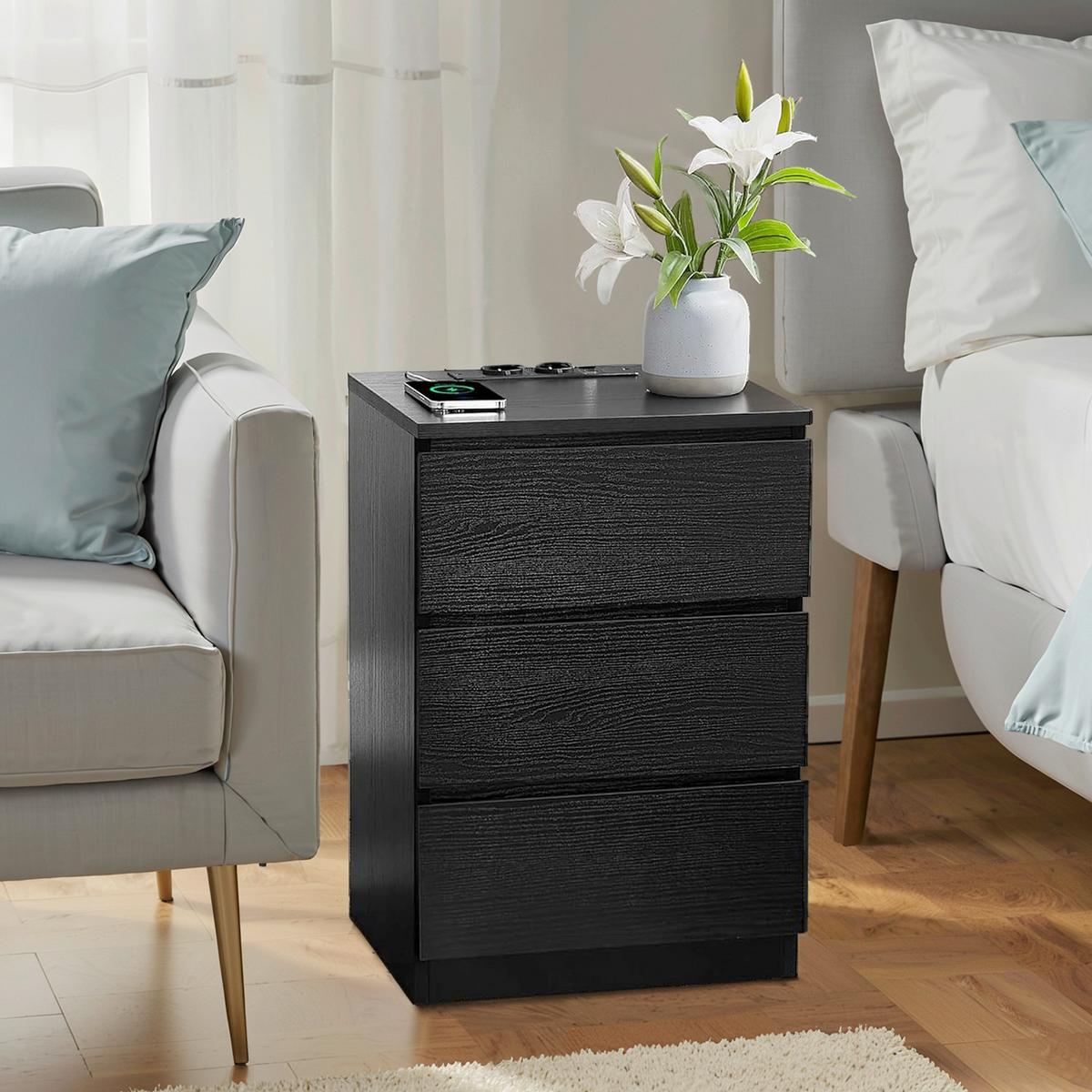 Nachttisch Nightstand - Schwarz, MODERN, Holzwerkstoff (40,1/59,1/35,1cm) - MID.YOU