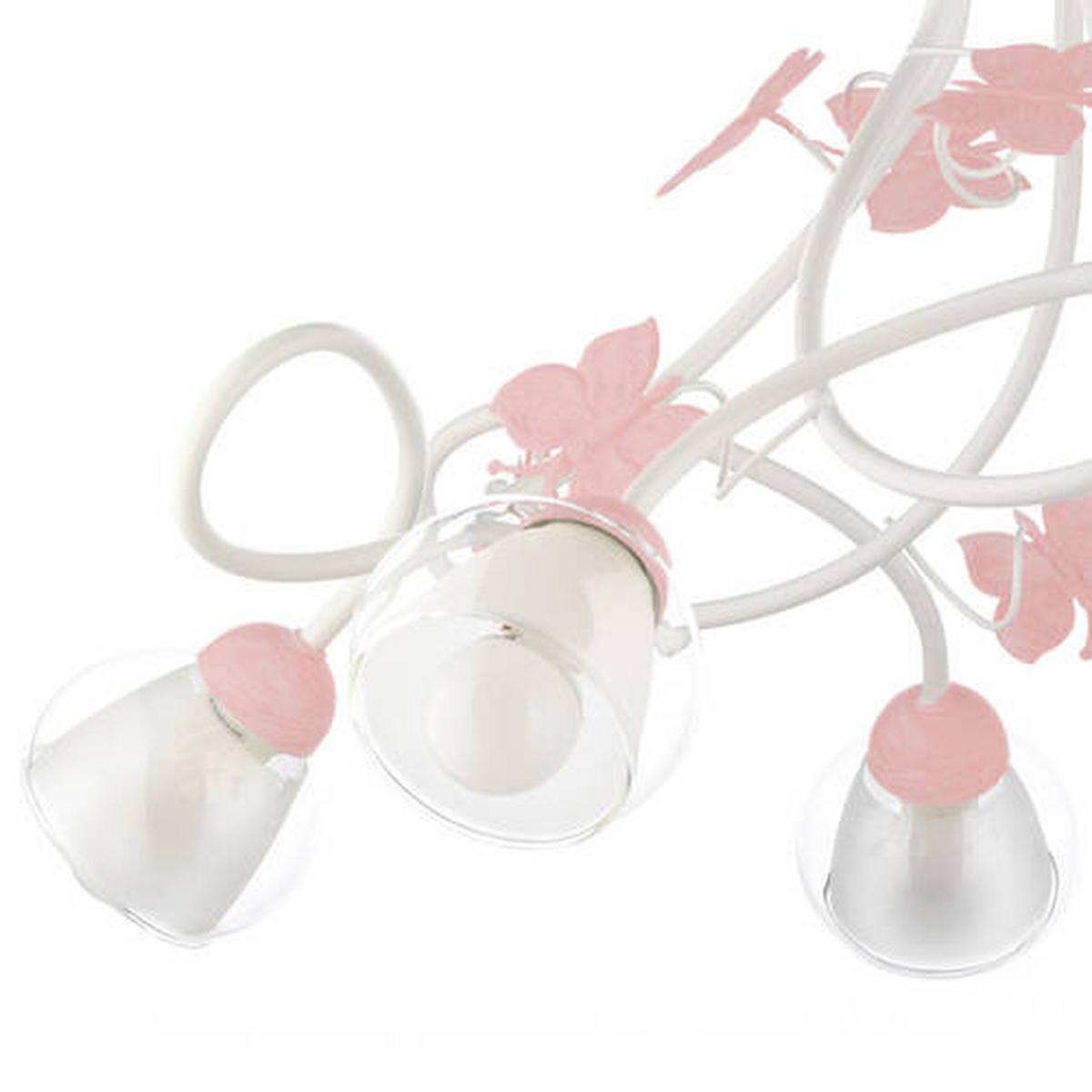 Kinderhängeleuchte 4924/5 - Pink/Weiß, Basics, Glas/Metall (70/80cm)