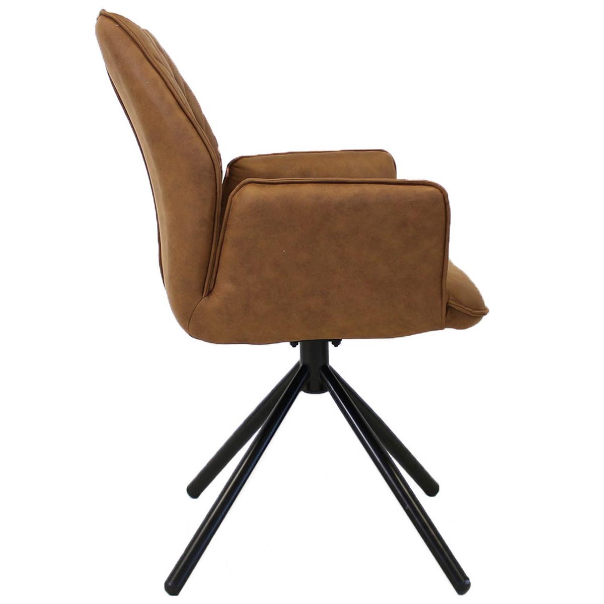 Armlehnstuhl Donny Cognac/Schwarz, B: 58 cm - Cognac/Haselnussfarben, LIFESTYLE, Textil/Metall (58/92/52cm) - MID.YOU