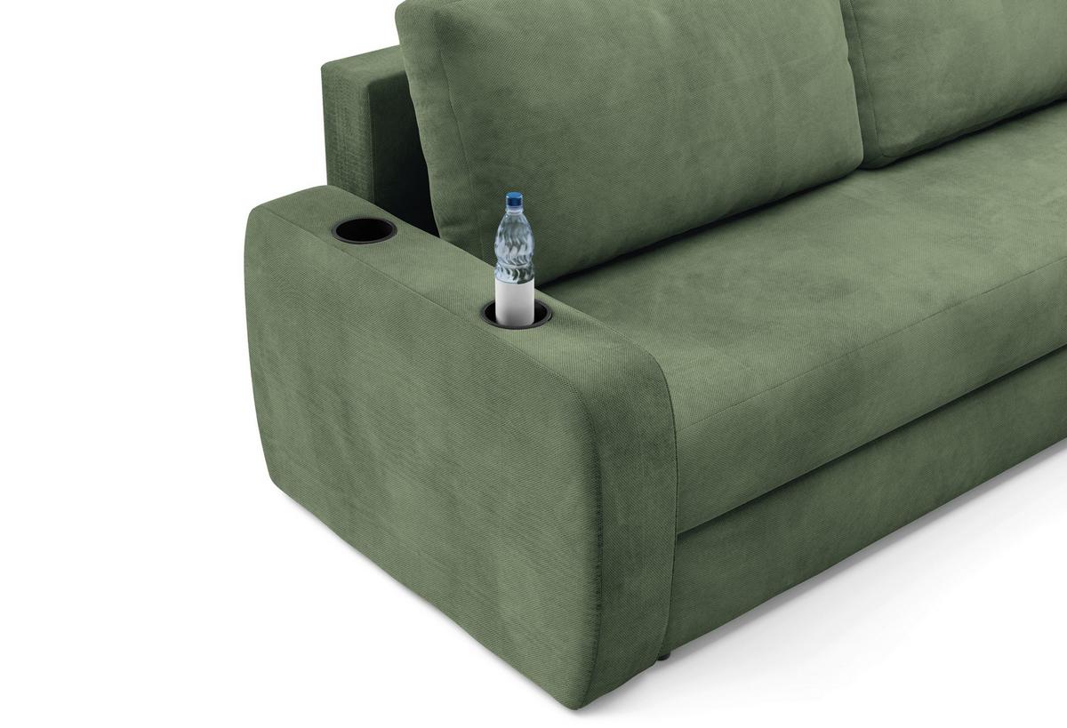 Schlafsofa Ines Grün B: 258cm - Schwarz/Grün, Design, Textil (258/98/95cm) - Livetastic