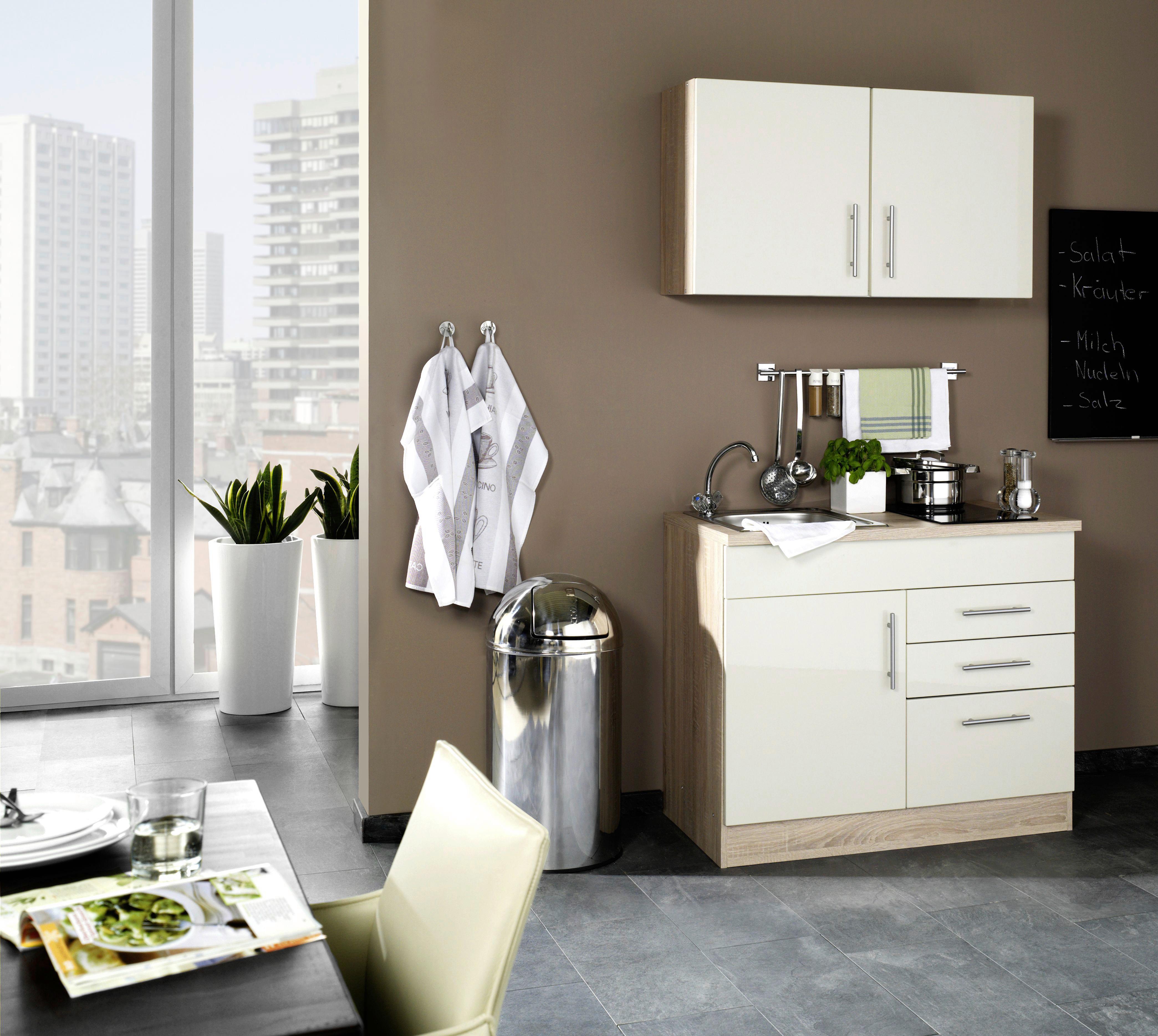 Miniküche Toronto Creme/eiche Dekor B: 100 Cm - Eichefarben/Creme, MODERN, Holzwerkstoff (100cm) - Held