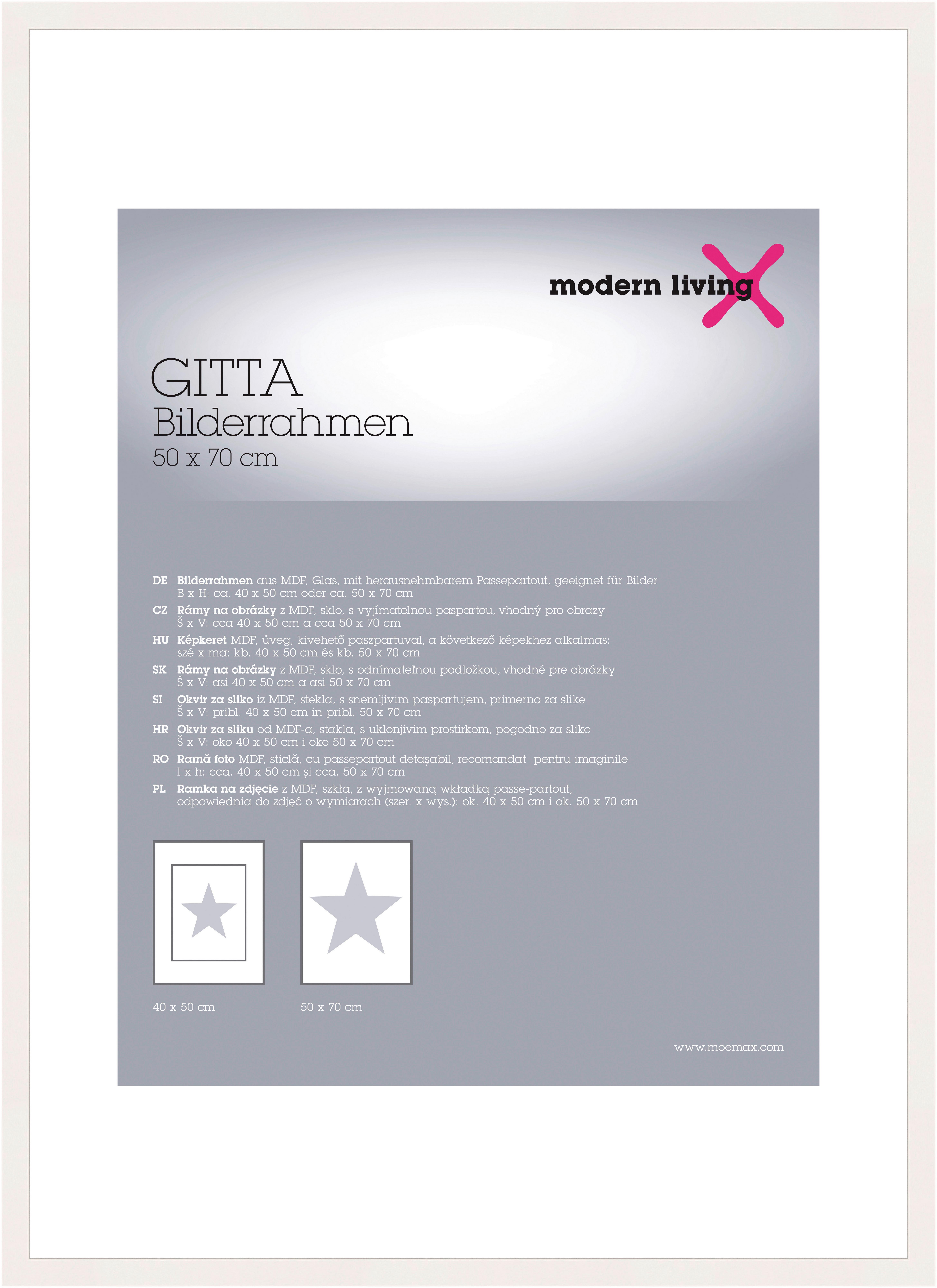 RÁM NA OBRAZY GITTA 50x70 cm - biela, Modern, kompozitné drevo/plast (50/70cm) - Modern Living