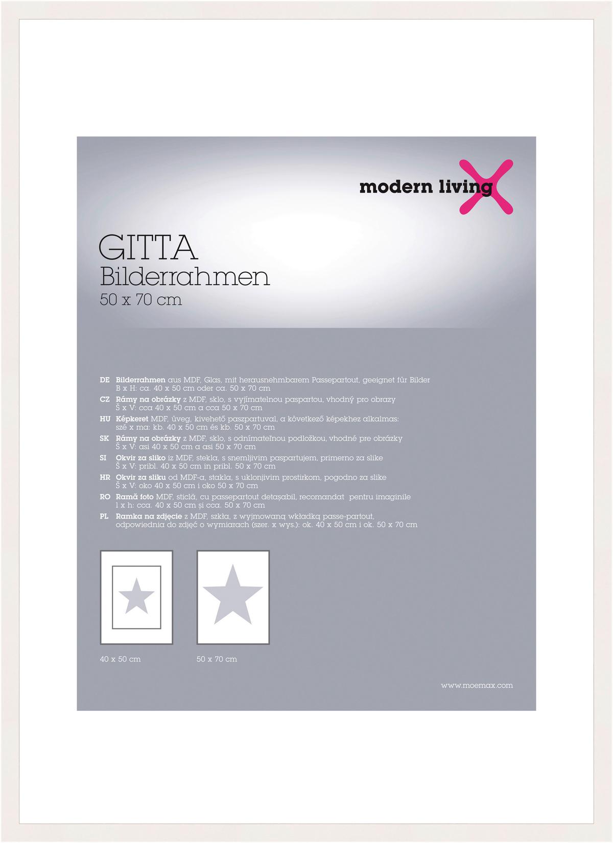 RÁM NA OBRAZY GITTA 50x70 cm - biela, Modern, kompozitné drevo/plast (50/70cm) - Modern Living