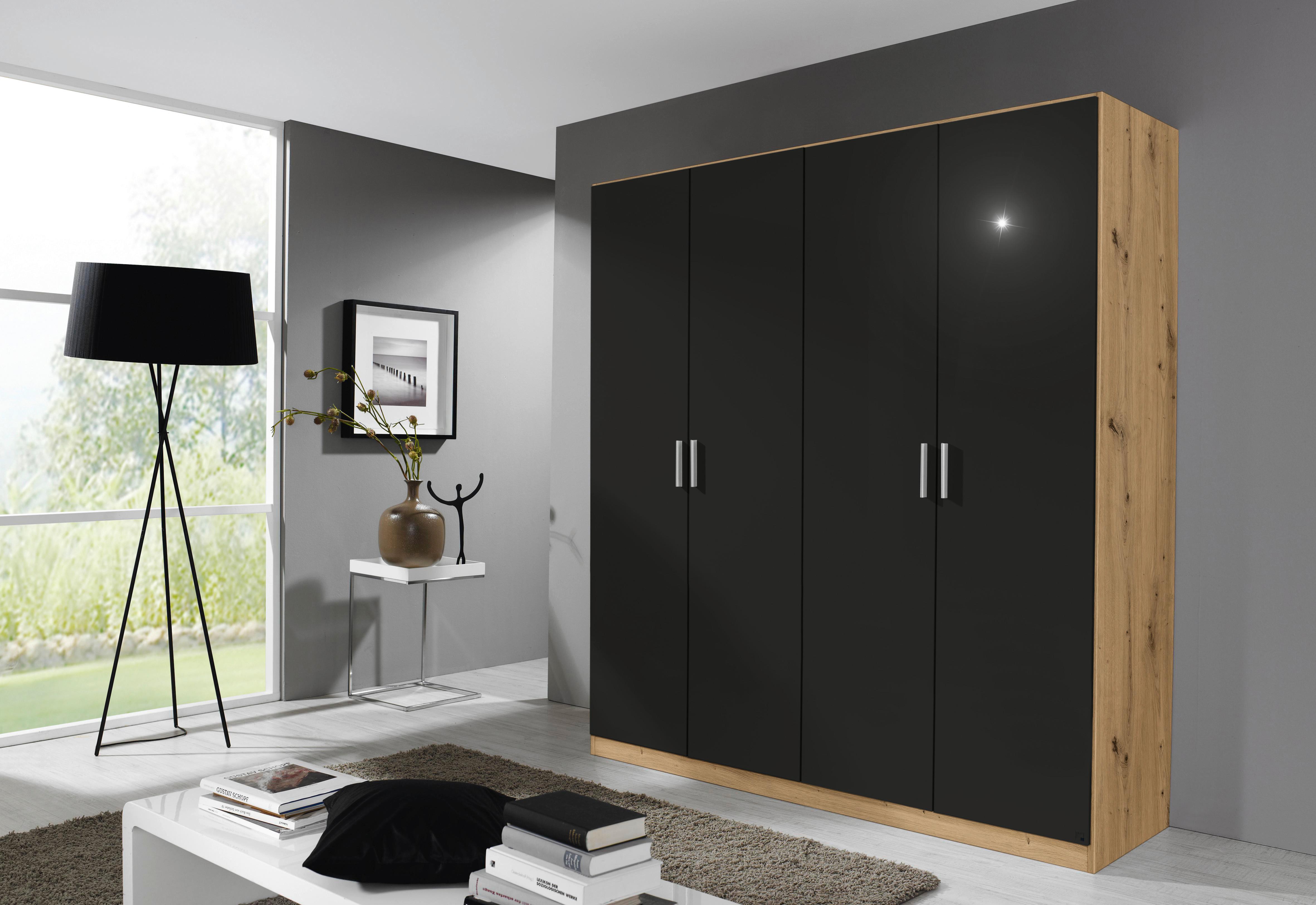 Drehtürenschrank Berlin Eiche Artisan/grau B: 181 Cm - Eiche Artisan/Grau, MODERN, Holzwerkstoff (181/210/54cm) - Rauch Möbel