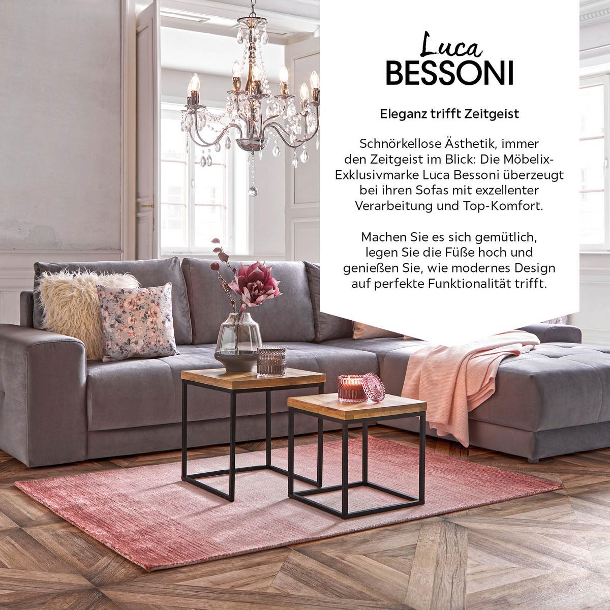 Ecksofa mit Schlaffunktion + Bettkasten Adria Grau - Grau, MODERN, Textil (213/308cm) - Luca Bessoni