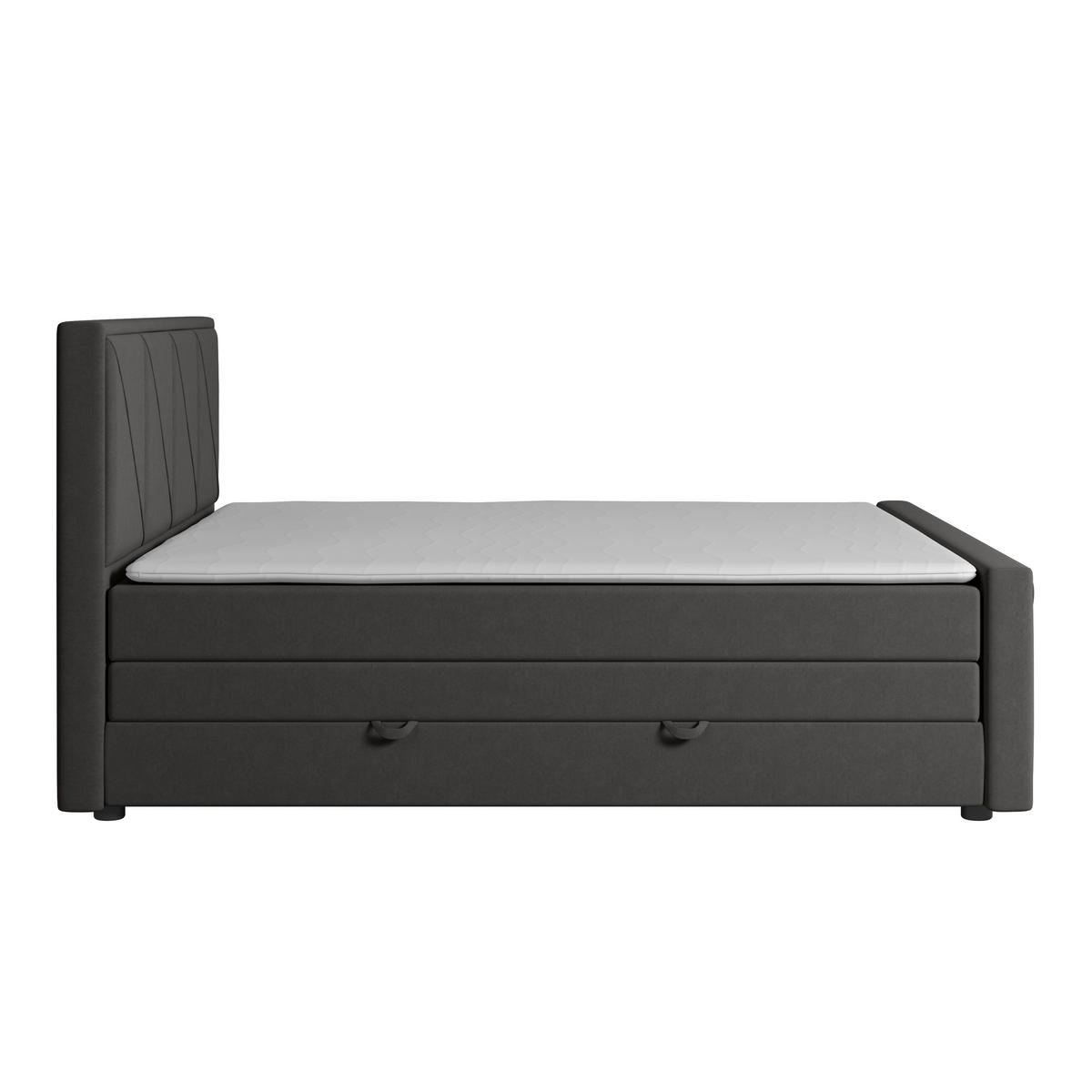 Boxspringbett Mit Bettkasten Oslo 180x200 Cm Anthrazit - Anthrazit/Schwarz, MODERN, Karton/Holzwerkstoff (180/200cm) - MID.YOU