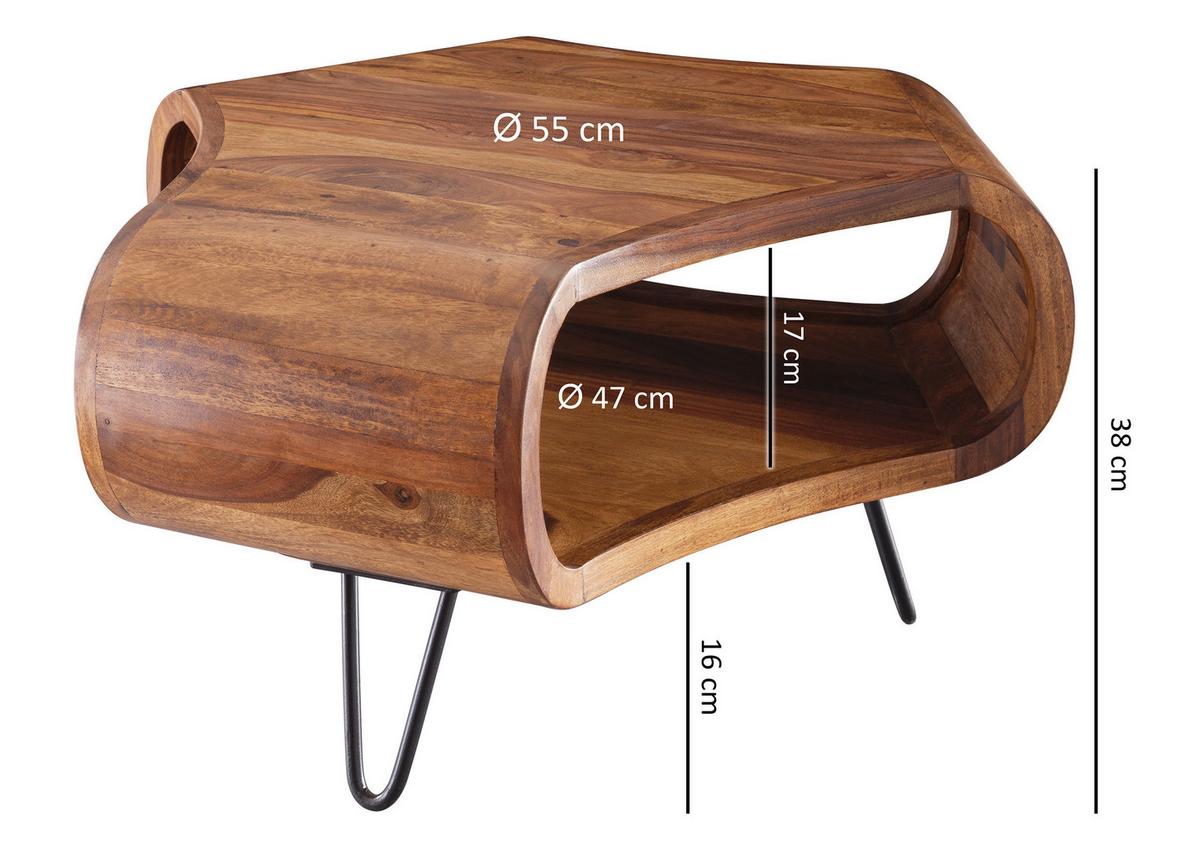 Konferenčný stolík WL5.603 masív - čierna/farba indického palisandra, Design, kov/drevo (55/55/38cm) - MID.YOU
