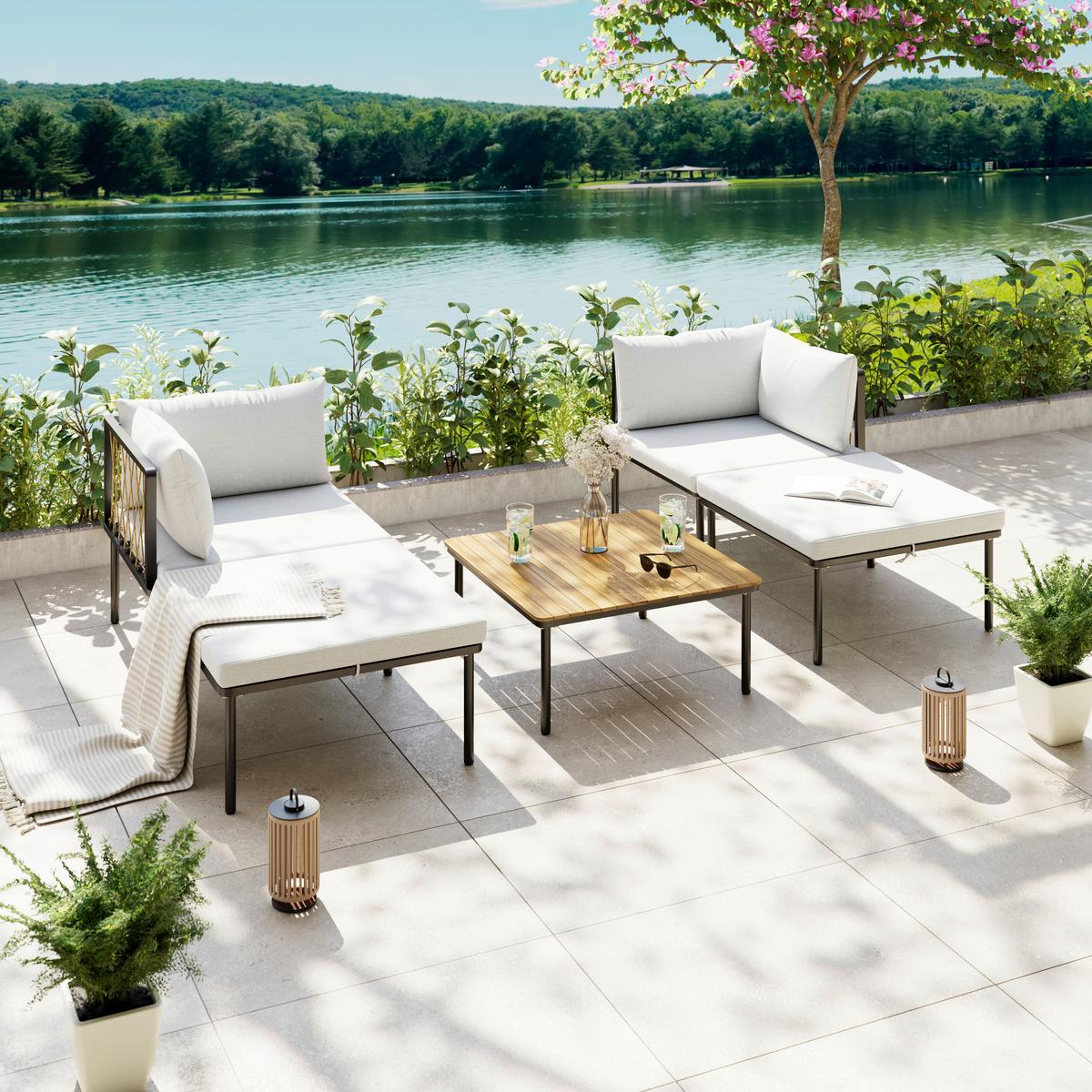 Loungegarnitur Vienna - Schwarz/Grau, MODERN, Holz/Textil (70/30/77cm) - Beldano