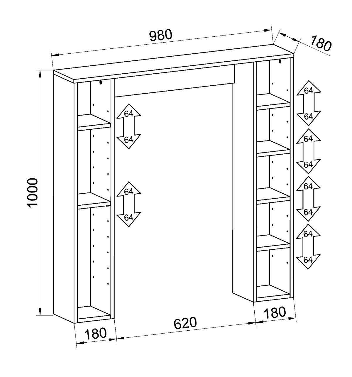 Badezimmerregal Tinoli M - Weiß, MODERN, Holzwerkstoff (98/100/18cm) - MID.YOU