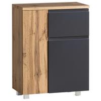 Unterschrank Varese B: 65 cm Grau/Eiche Wotan - Eiche Wotan/Grau, MODERN, Holzwerkstoff (65/79/35cm) - Held