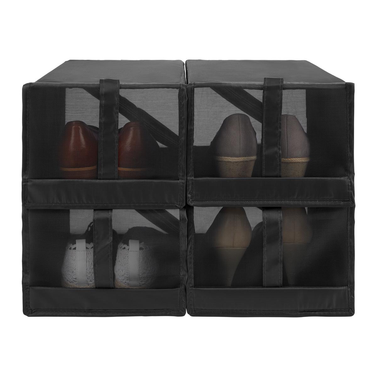 Krabice na boty Unit - šedá, Konvenční, textil/plast (22/34/16cm) - Modern Living