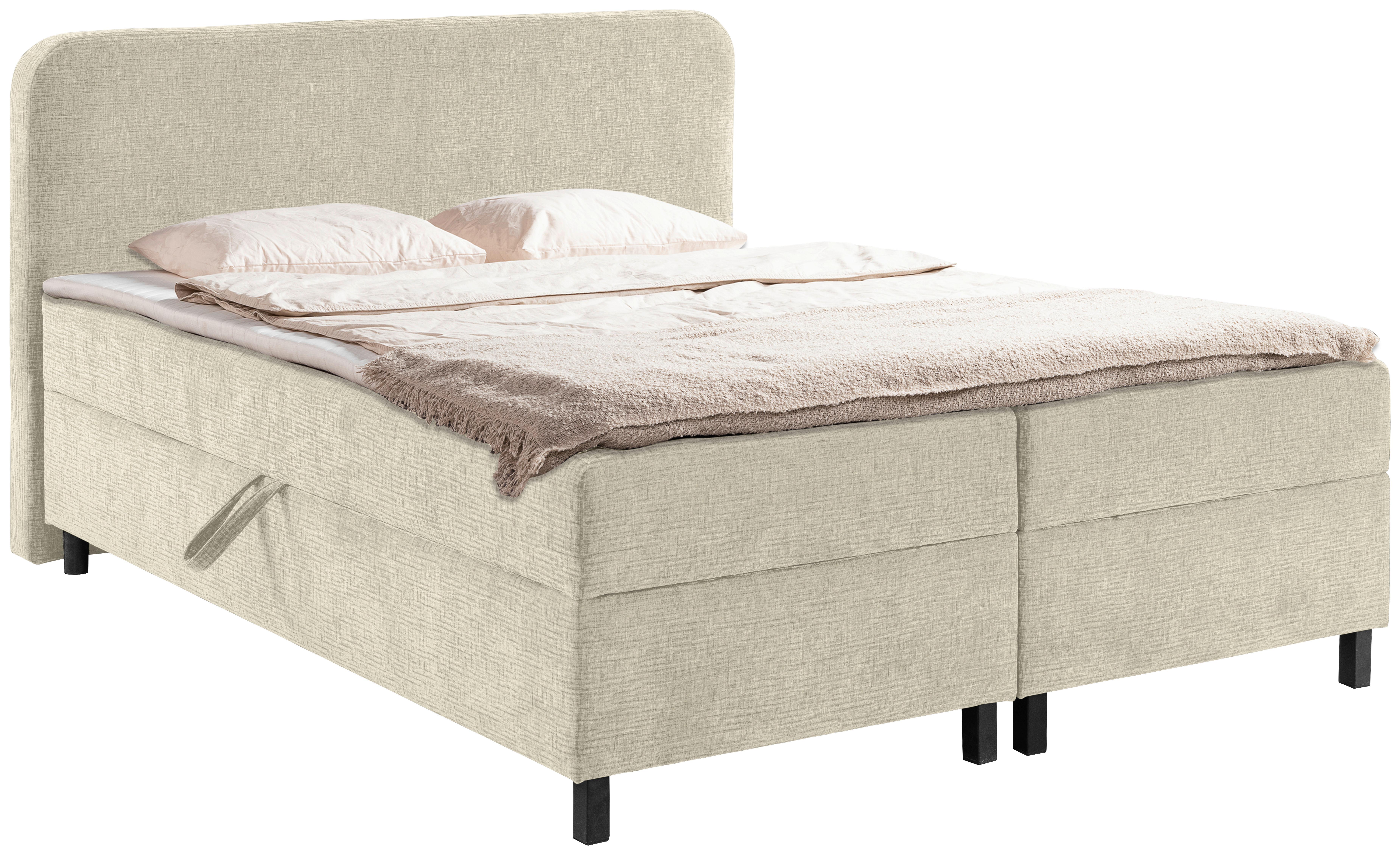 Boxbett Mit Bettkasten Viva Creme 180x200 Cm - Creme/Schwarz, MODERN, Holz/Kunststoff (180/200cm) - MID.YOU