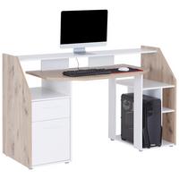 Gamingtisch Alex - Eichefarben/Weiß, KONVENTIONELL, Holzwerkstoff/Kunststoff (160/95/67cm)