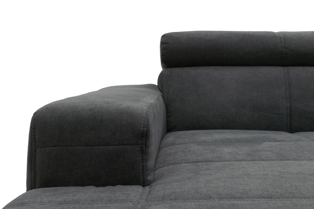Wohnlandschaft Brandon Kopfteilverstellung Dunkelgrau - Dunkelgrau/Schwarz, Design, Textil (175/359/228cm) - MID.YOU