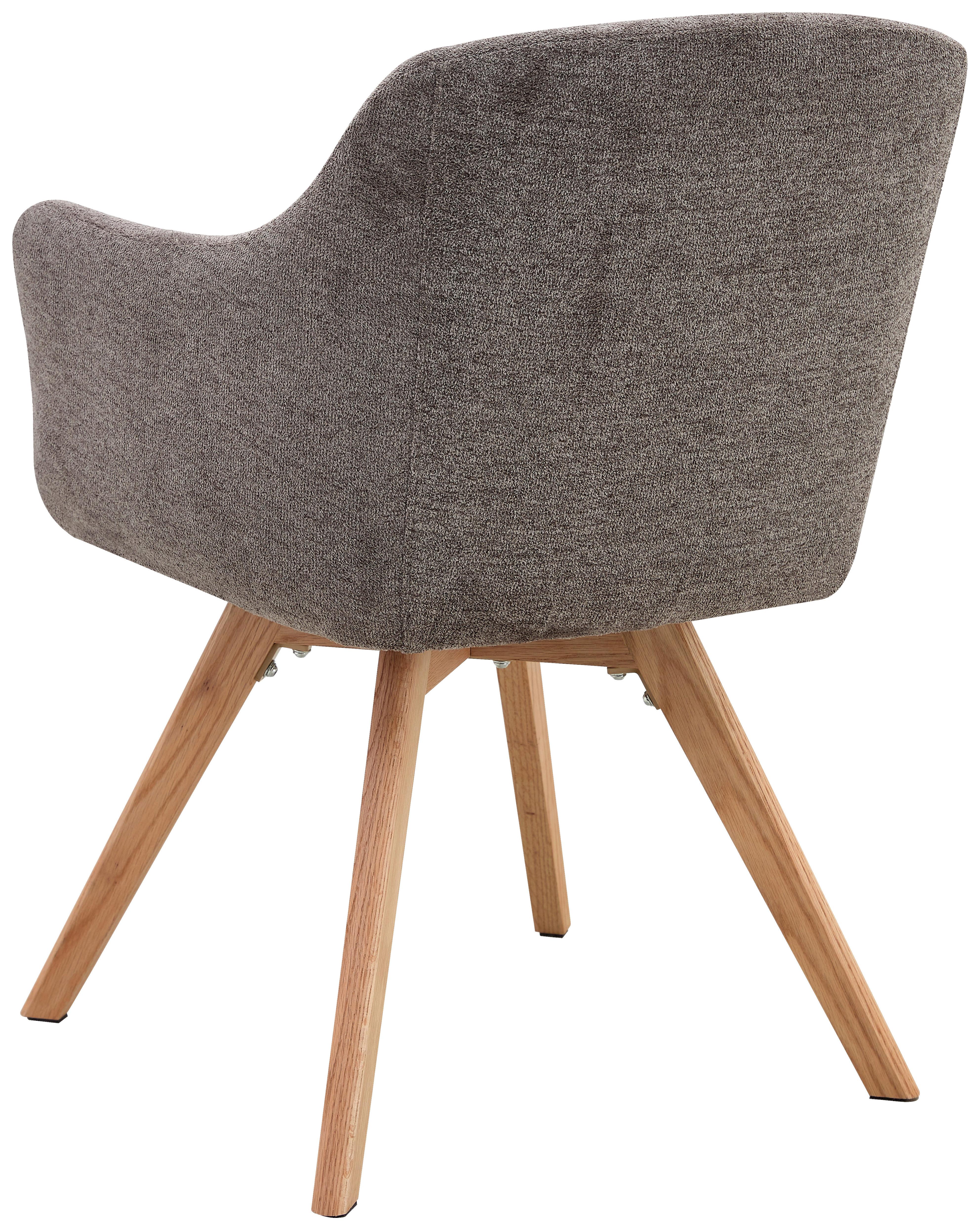 Armlehnstuhl Mats Webstoff Braun, B: 61 Cm - Braun/Naturfarben, KONVENTIONELL, Holz/Textil (61/85,5/63,5cm) - Livetastic