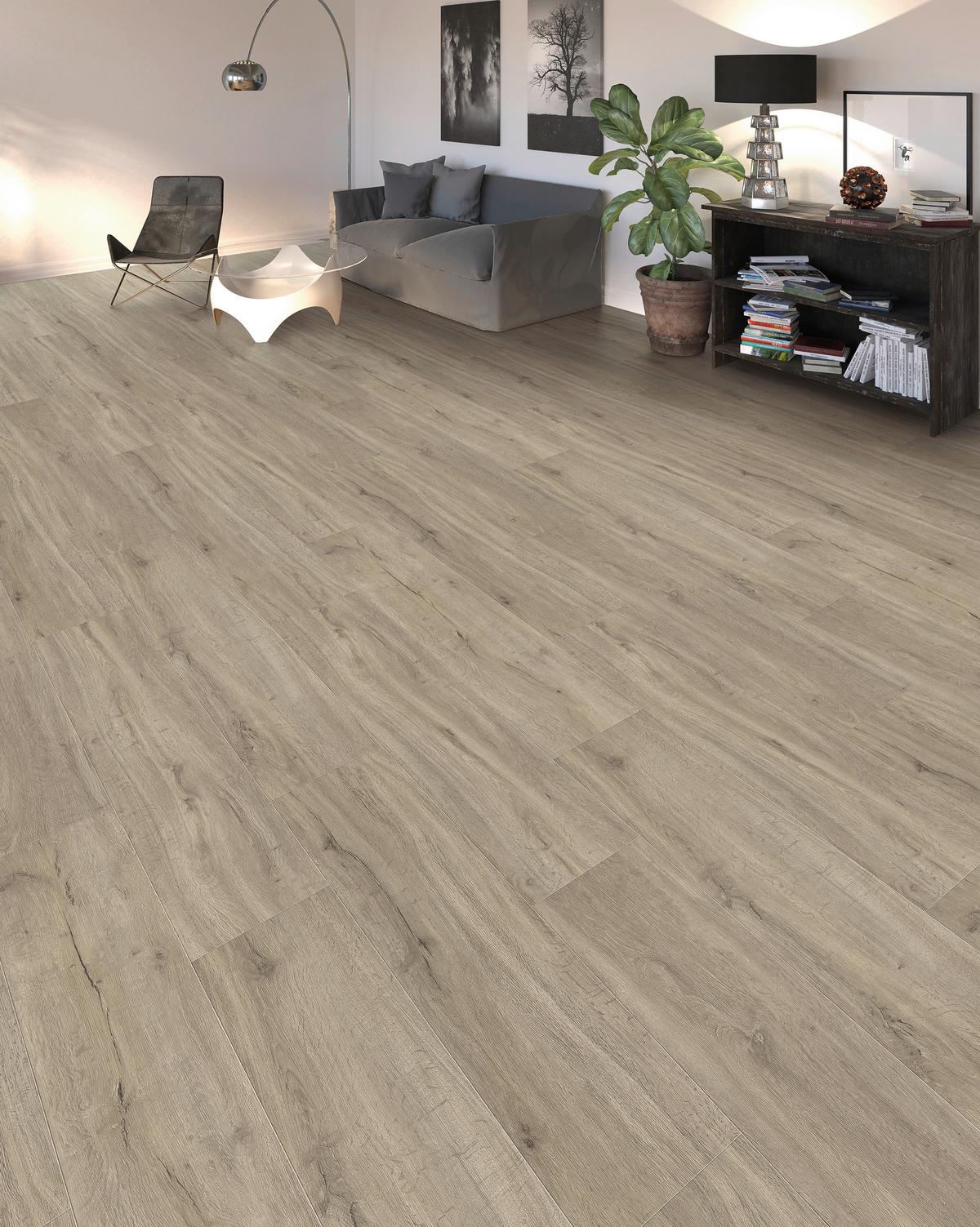 Vinylboden Eiche Graubraun Landhausdiele Klick-Vinyl - Graubraun/Grau, Design, Holzwerkstoff (128.2/23.5/0.65cm) - Living by HARO