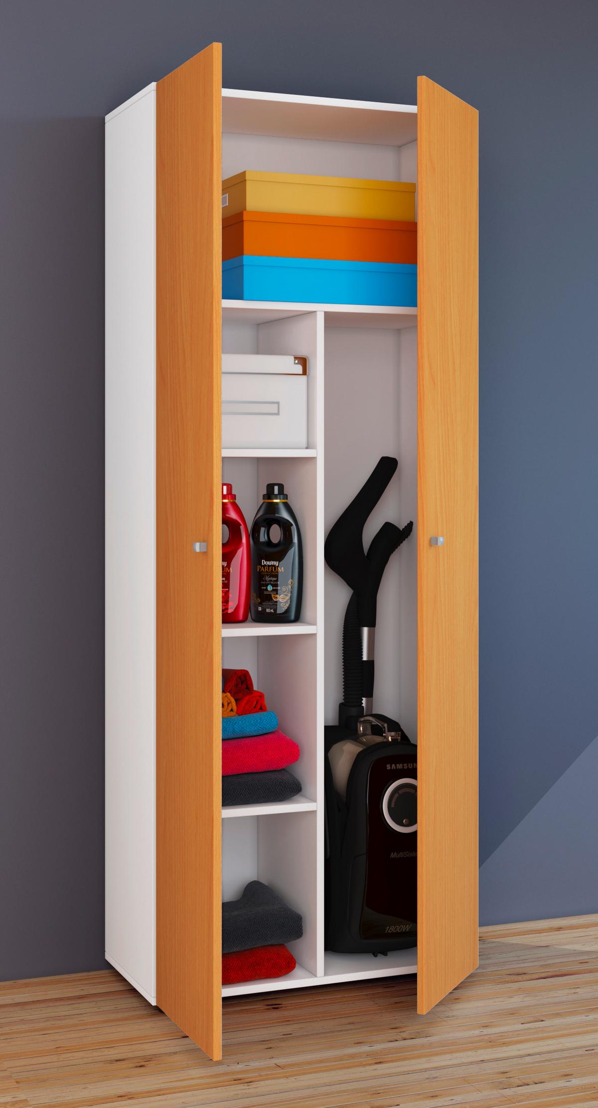 Mehrzweckschrank Vandol Weiß, Buchefarben Dekor B:70cm - Buchefarben/Weiß, Design, Holzwerkstoff (70/178/39cm) - MID.YOU