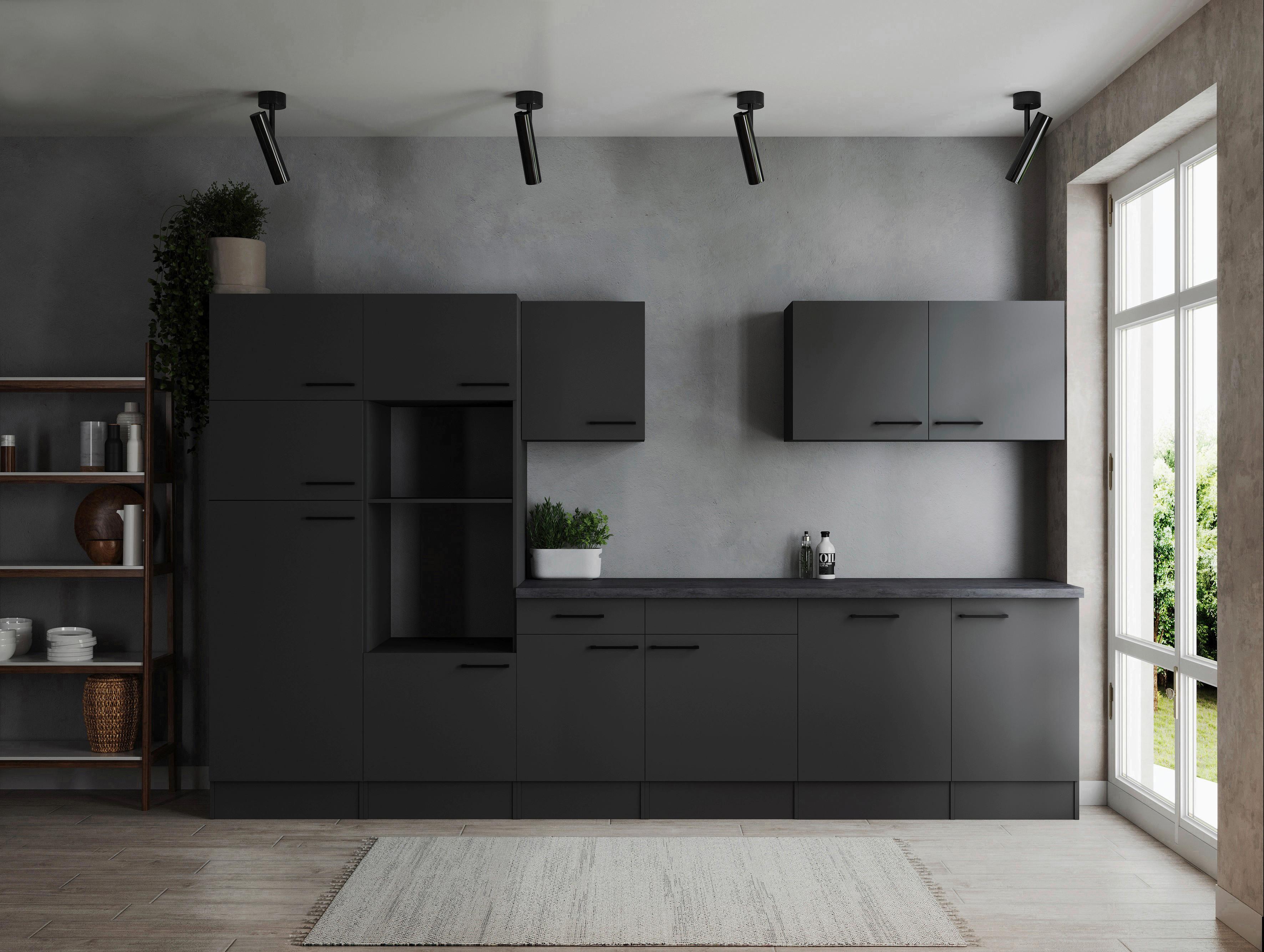 Küchenleerblock Oliver Dunkelgrau B: 340 Cm - Dunkelgrau/Grau, Design, Holzwerkstoff (340cm) - Respekta