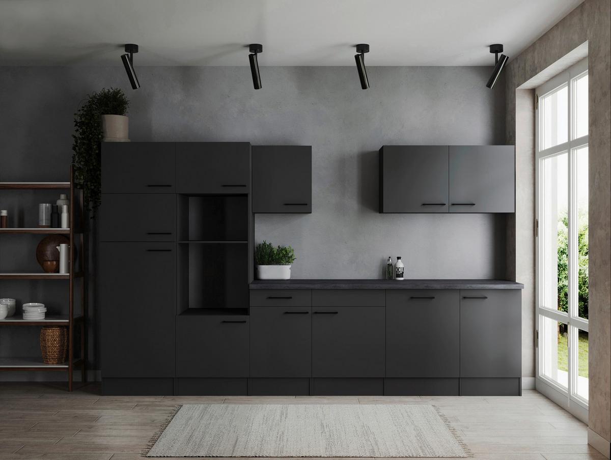 Küchenleerblock Oliver Dunkelgrau B: 340 Cm - Dunkelgrau/Grau, Design, Holzwerkstoff (340cm) - Respekta