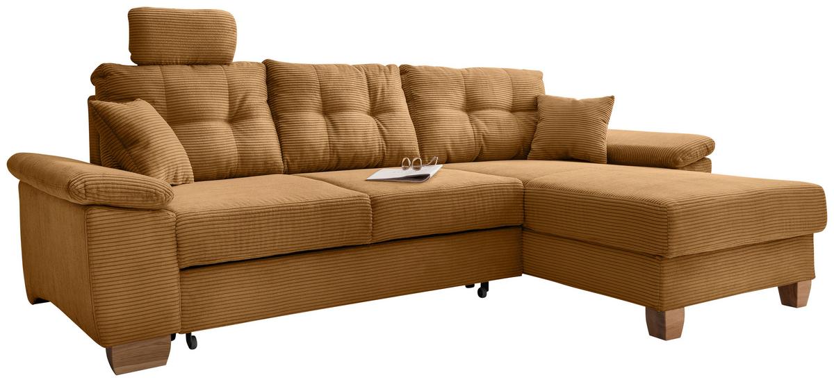 Ecksofa Brizzini Goldfarben S: 270x176 Cm - Goldfarben/Naturfarben, MODERN, Textil (270/176cm) - Livetastic