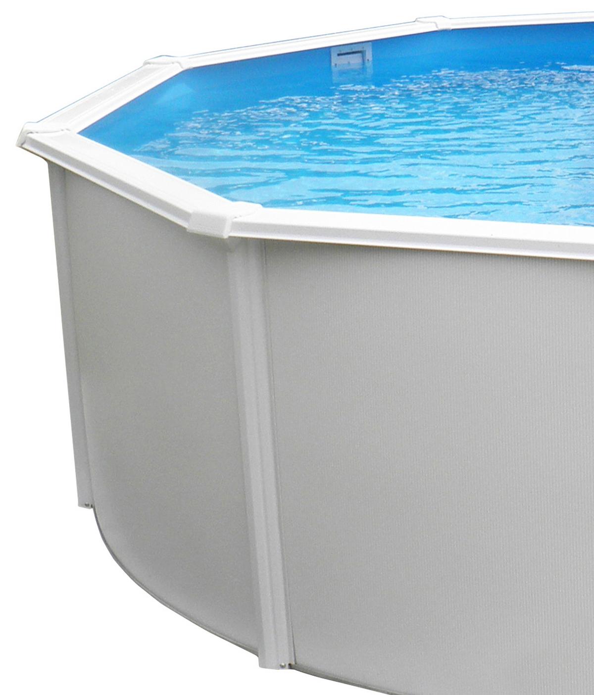 Stahlwandpool Rund Set Steely De Luxe Mit Pumpe Ø 550 Cm - Weiß, MODERN, Metall (550/120cm)