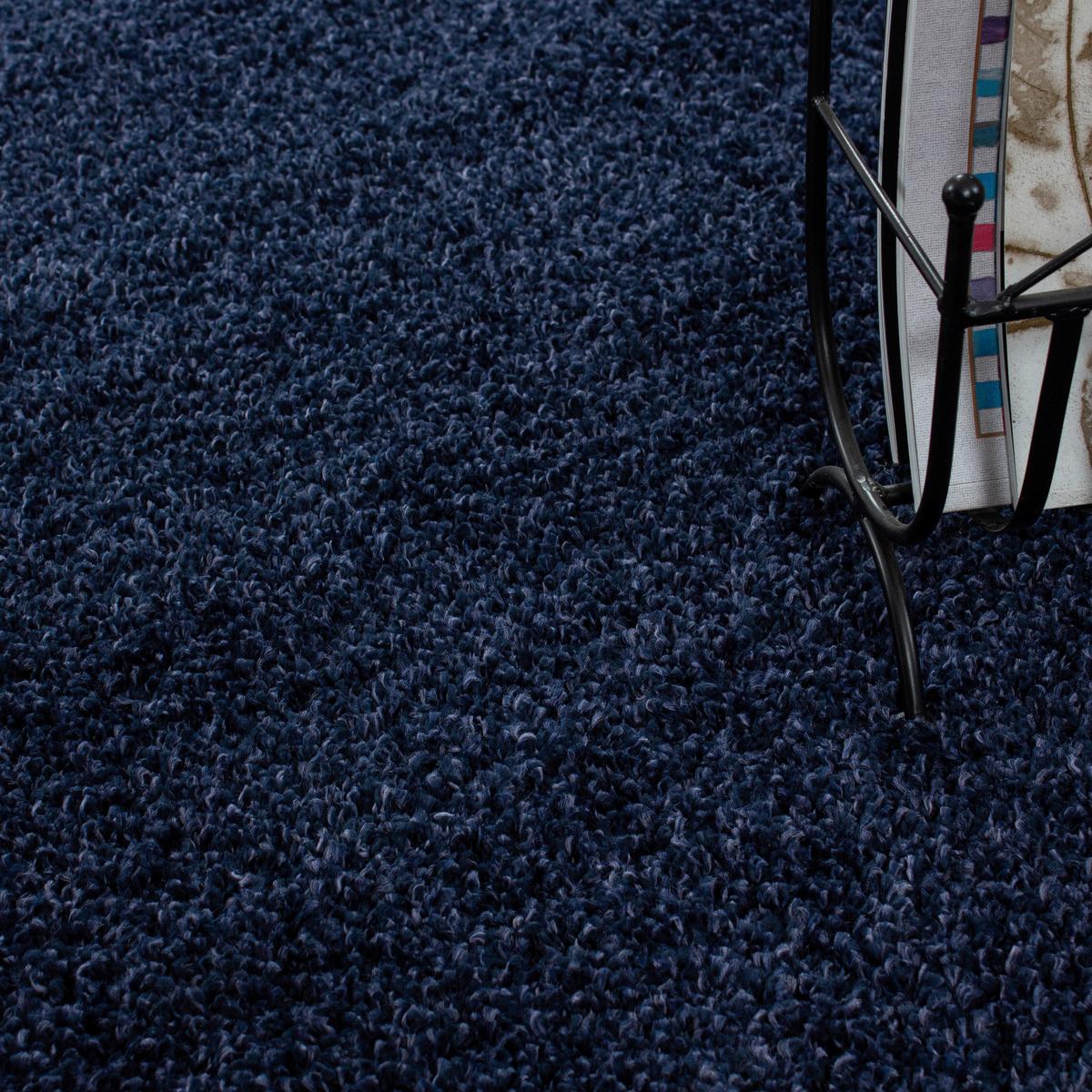 Hochflor Teppich Dunkelblau Life Rund Ø 200 cm - Dunkelblau, KONVENTIONELL, Textil (200cm) - Novel