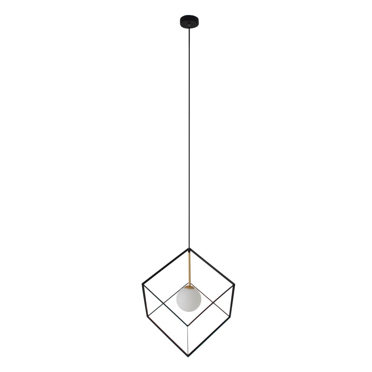 Hängeleuchte Cadre H: 130 cm 1-Flammig, Würfelform - Schwarz/Weiß, Design, Glas/Metall (30/130cm) - Näve