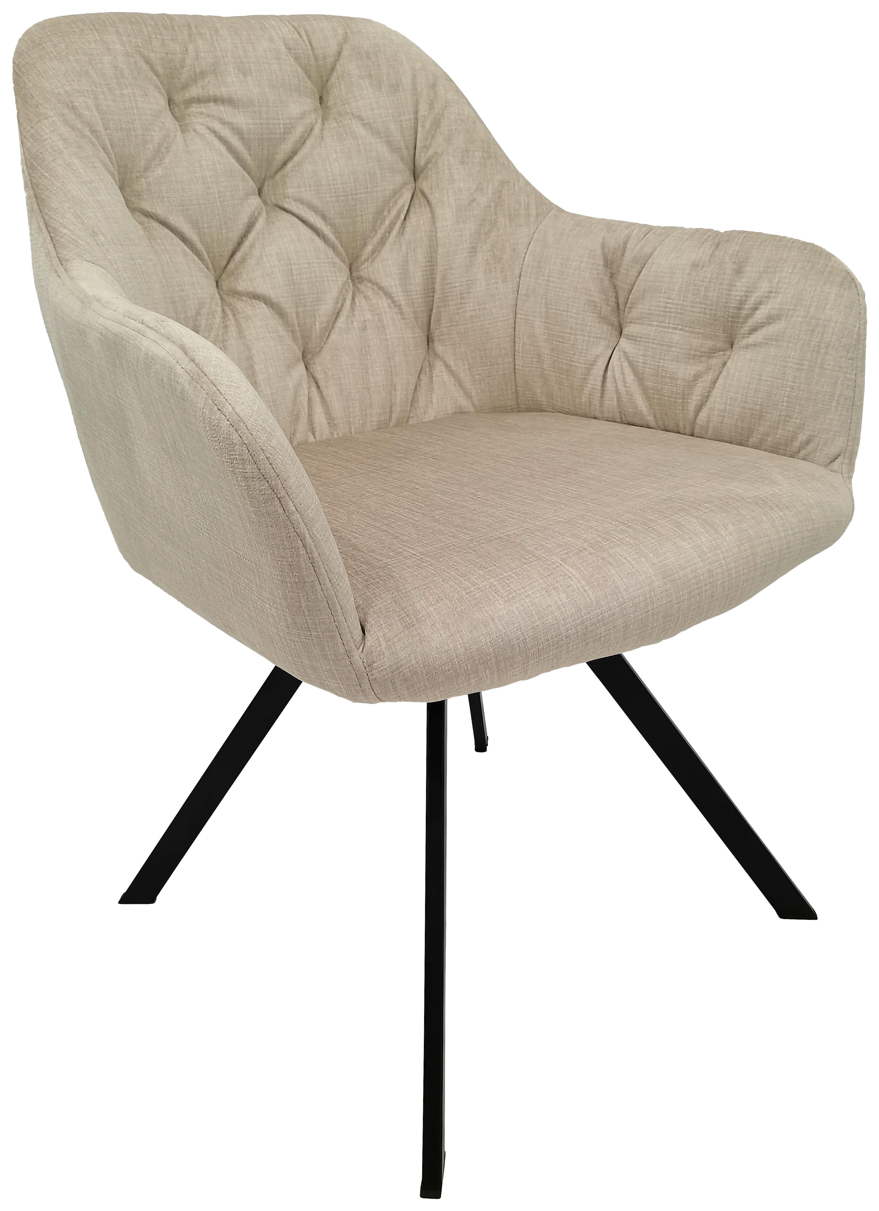 SADA ŽIDLÍ S PODRUČKAMI GEORGIA - černá/béžová, Moderní, kov/textil (57/85/62cm) - MID.YOU
