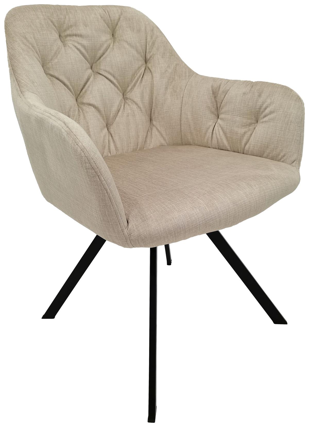 SADA ŽIDLÍ S PODRUČKAMI GEORGIA - černá/béžová, Moderní, kov/textil (57/85/62cm) - MID.YOU