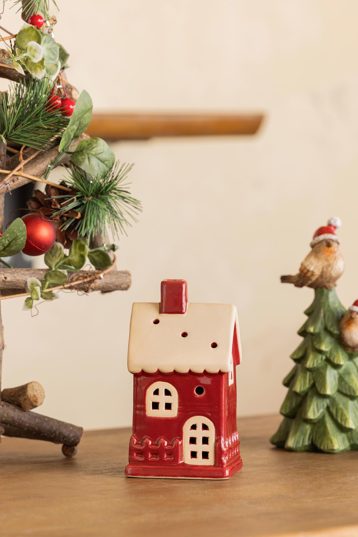 Dekohaus Franz - Rot/Weiß, KONVENTIONELL, Keramik (6,7/6,3/12,5cm) - Luca Bessoni