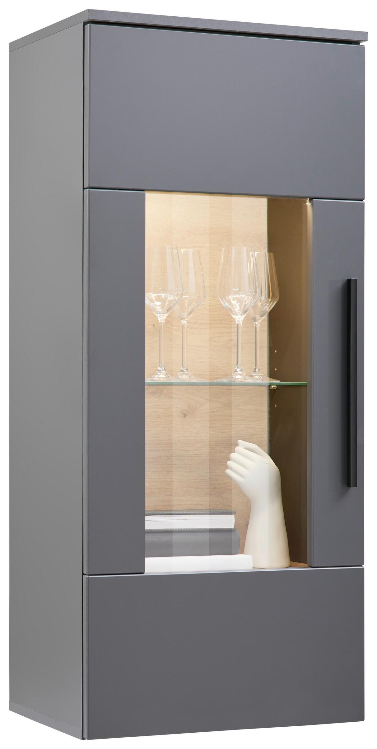 Hängevitrine Atlanta B: 50,1 Cm Grau/eiche Viking Dekor - Eichefarben/Silberfarben, MODERN, Holzwerkstoff (50,1/113,2/32,2cm)