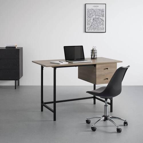 Psací stůl DONETTA 120 x 60 cm - černá/barvy vlašských ořechů, Moderní, kov/plast (120/60/75cm) - Bessagi Home