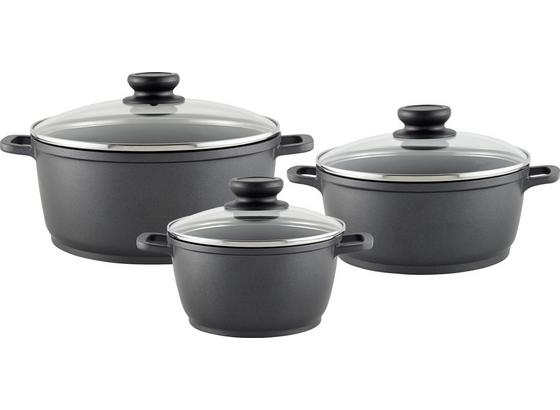 Kochtopfset Finley 6-teilig inkl. Deckel - Klar/Schwarz, KONVENTIONELL, Glas/Kunststoff - Luca Bessoni Kochtopfset Finley 6-teilig inkl. Deckel - Klar/Schwarz, KONVENTIONELL, Glas/Kunststoff - Luca Bessoni