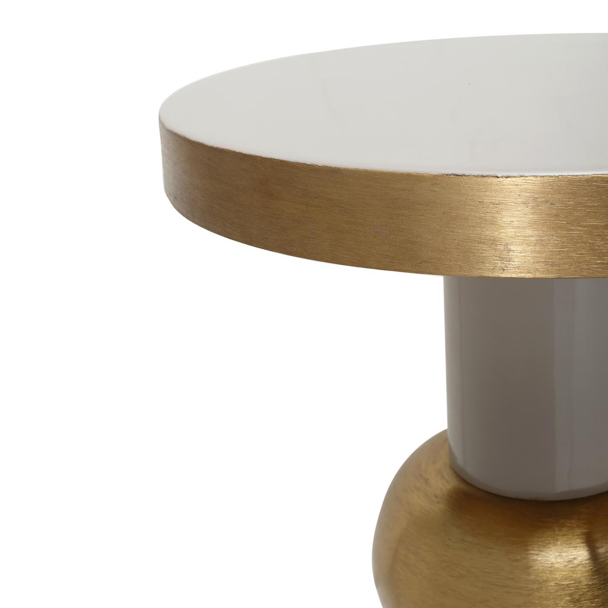 Beistelltisch Art Deco 2125 Goldfarben/Taupe B: 62 cm - Taupe/Goldfarben, Design, Metall (41/62cm) - Kayoom