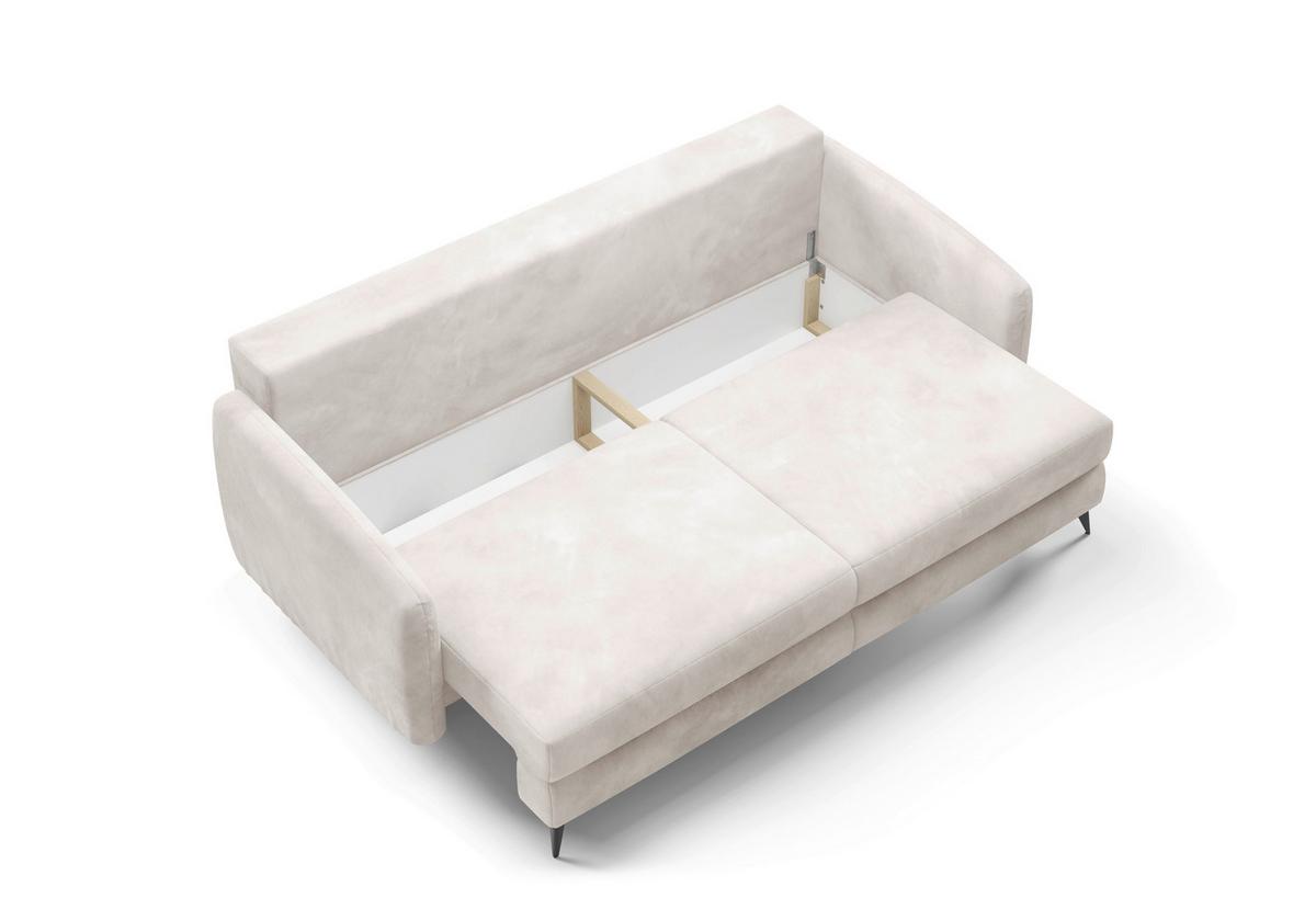 Schlafsofa Ingrid Creme B: 230cm - Creme/Schwarz, Design, Textil (230/100/103cm) - Livetastic