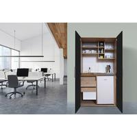Schrankküche mit Kühlschrank + Kochfeld 104 cm Schwarz - Edelstahlfarben/Eichefarben, KONVENTIONELL, Holzwerkstoff/Metall (104/193/67cm) - Respekta