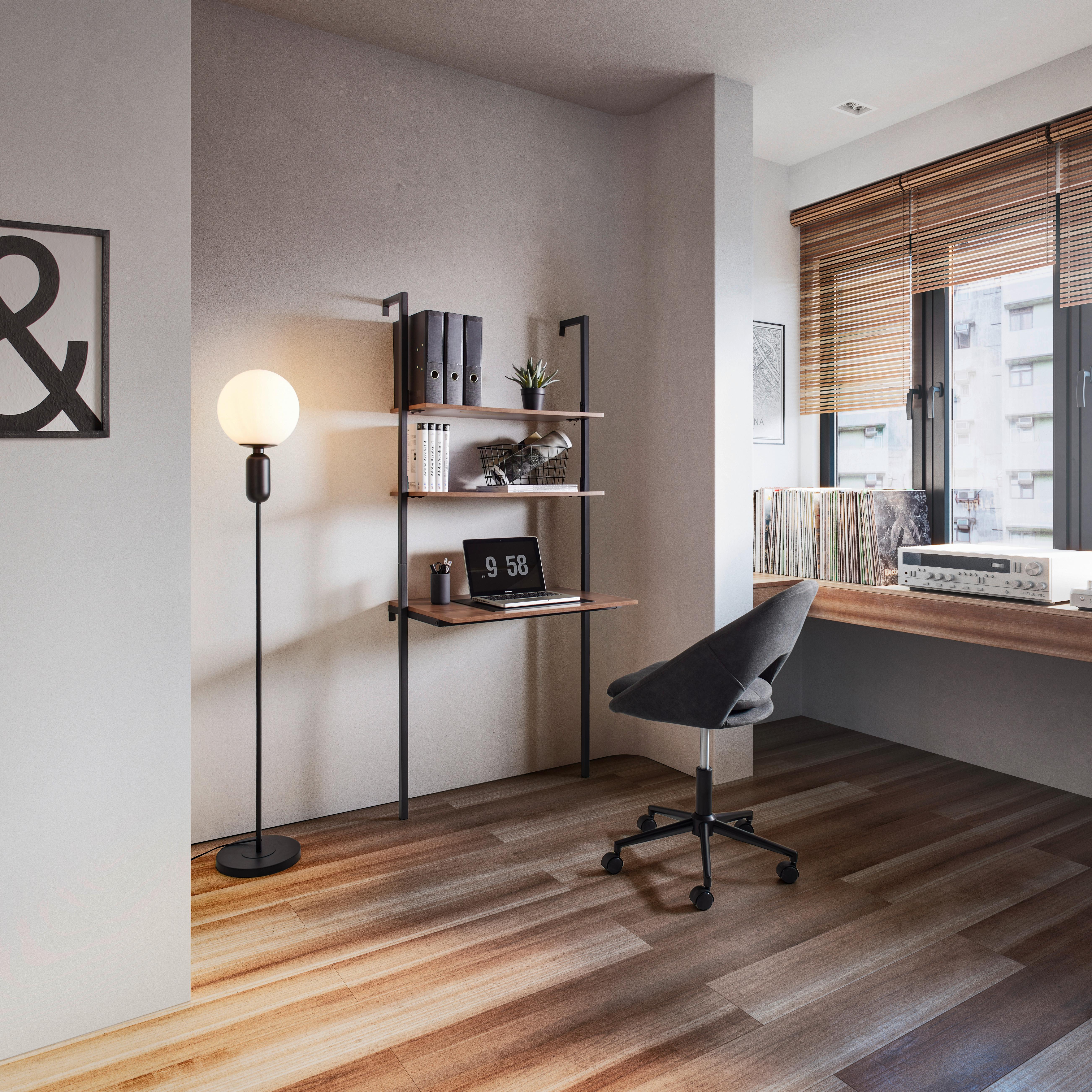 Písací stôl MAJA dekor orech - čierna/farba orecha, Modern, kov (80/50/180cm) - Bessagi Home