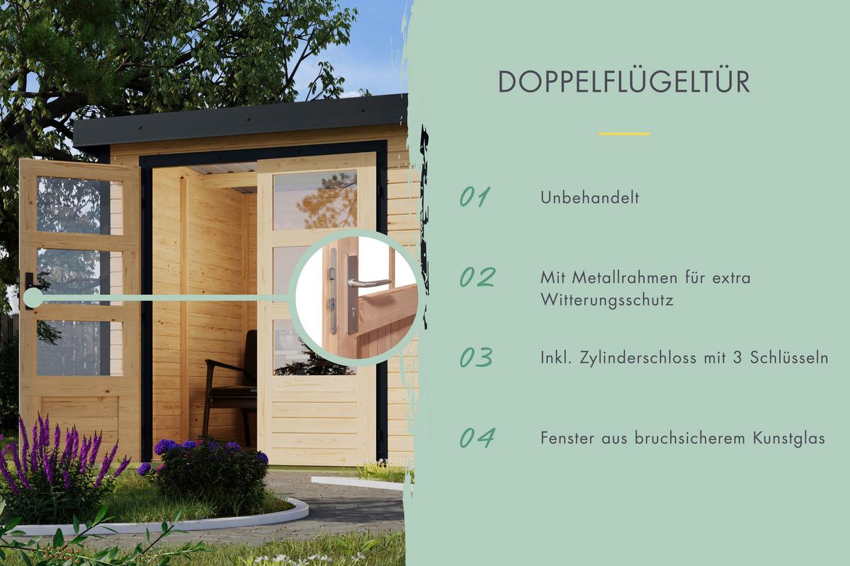 Gartenhaus Cooper A 400/209/213 cm - Fichtefarben/Anthrazit, MODERN, Holz/Metall (400/209/213cm)