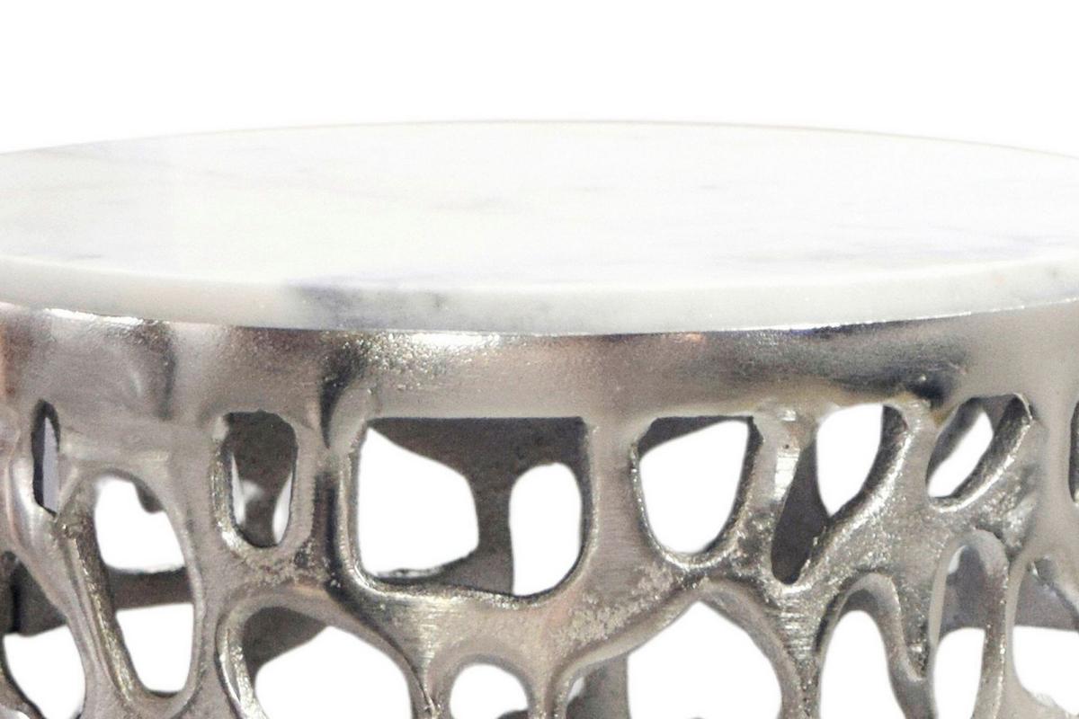 BEISTELLTISCH Silberfarben B: 30 cm - Silberfarben, Design, Stein/Metall (30/50/30cm) - Livetastic